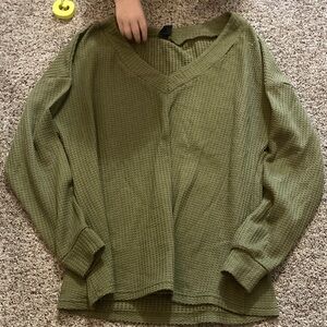 Maternity waffle knit green top